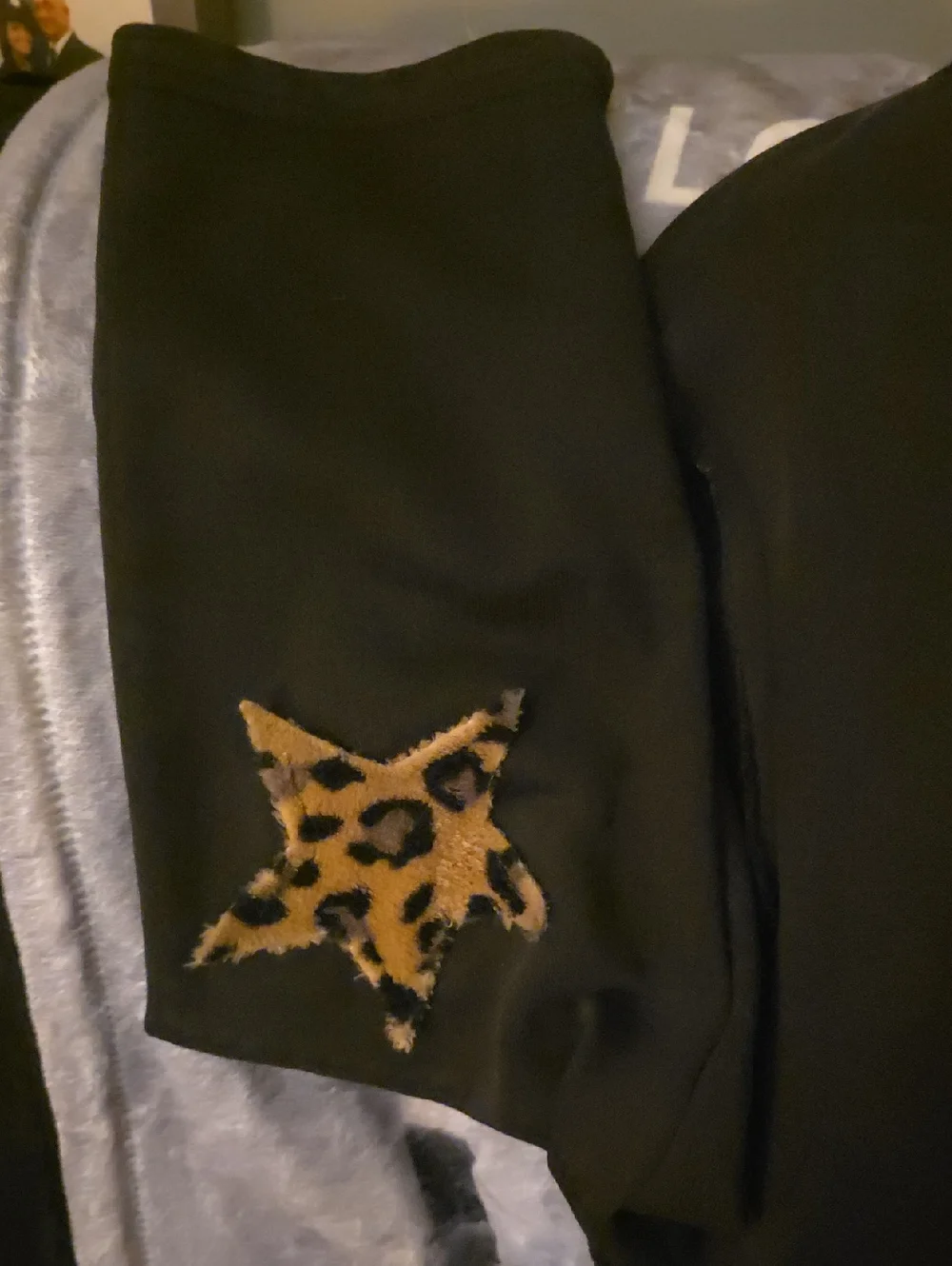POL Black Sweatshirt with Leopard Print USA Design PTP 23 Very Nice Bell Mid Sle - Picture 3 of 7